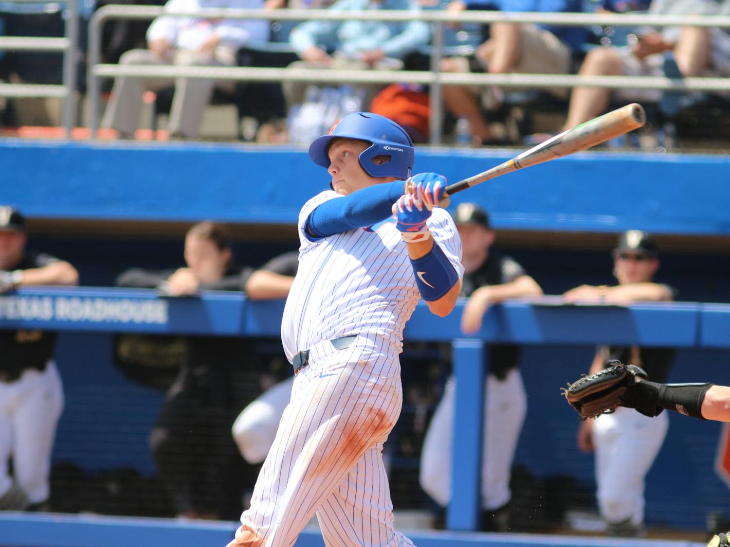 Catcher JJ Schwarz drove in the go-ahead run in the top of the 11th inning in Florida's 6-4 win over Tennessee in the first game of a doubleheader in Knoxville.