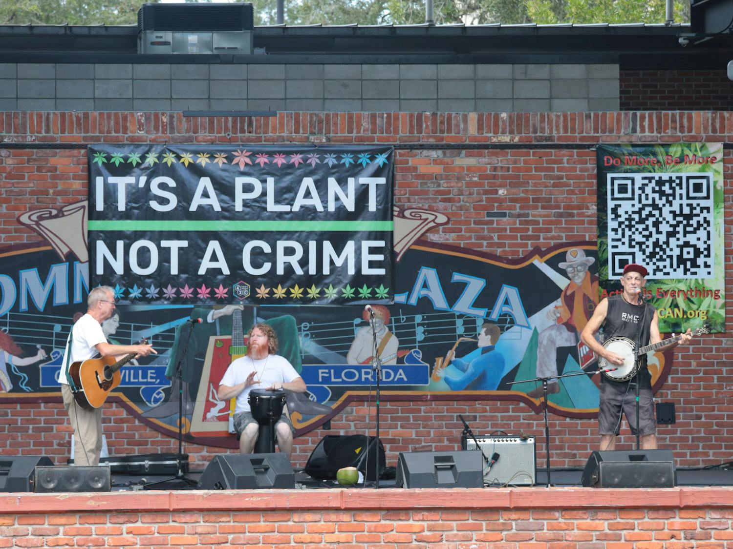Local band Cash Crop and the High Tops take the stage at Bo Diddley Plaza during Gainesville Hempfest on Saturday, Sept. 24, 2022.