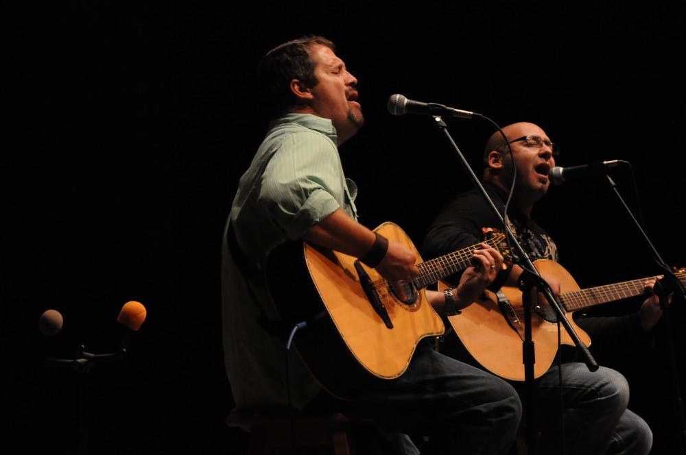 Drew Copeland and Ken Block of Sister Hazel perform Thursday night at a benefit for Shands Vista Florida Recovery Center at the Trinity United Methodist Church, 4000 NW 53 St.