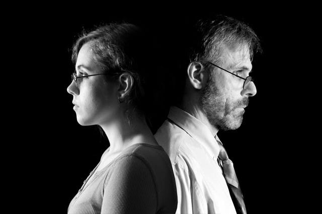 Kiri Cutts and Mark Woollett star in the Acrosstown Repertory Theatre's production of "Oleanna."