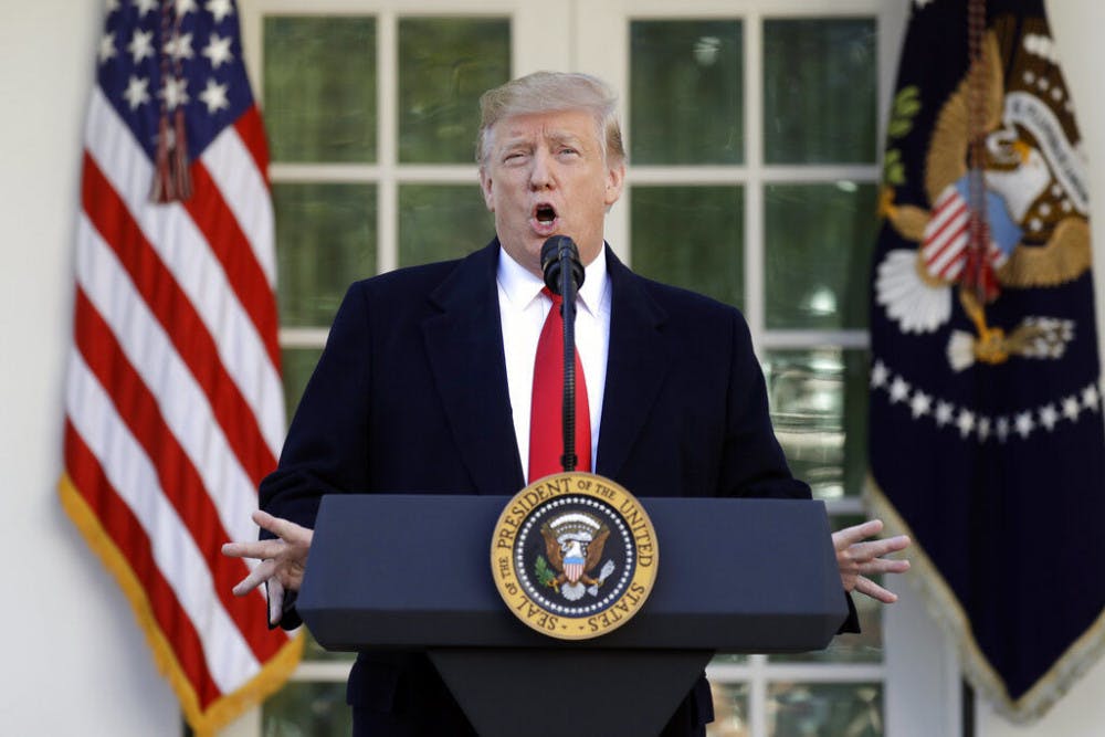 <p>President Donald Trump speaks in the Rose Garden of the White House, Friday, Jan 25, 2019, in Washington. (AP Photo/Evan Vucci)</p>