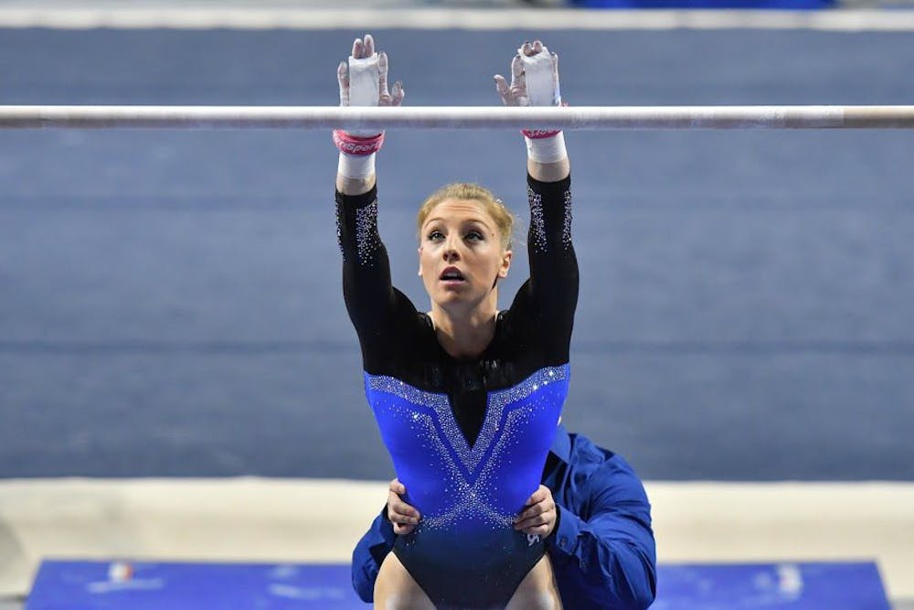 <p>Senior Alex McMurtry scored a season-high 9.975 in uneven bars in Florida's third-place finish at the Super Six on Saturday.&nbsp;</p>