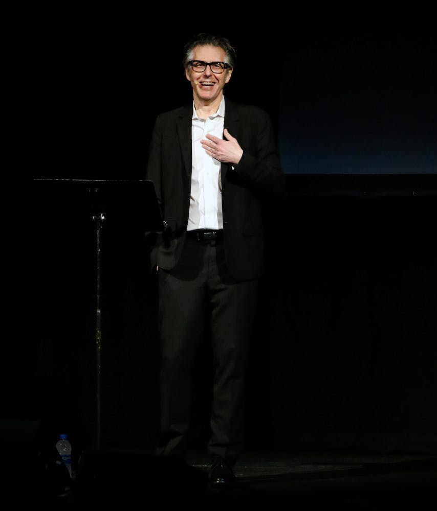 Ira Glass, the 59-year-old host of the popular radio show “This American Life”, speaks to a packed auditorium at the Phillips Center on Saturday. The speech was titled “Seven Things I’ve Learned,” and was made up of lessons Glass found meaningful throughout his 40 years of broadcasting. These included segments on how to tell a story, how to interview children and learning from failure. Glass took seven questions from the audience at the end of his speech.  