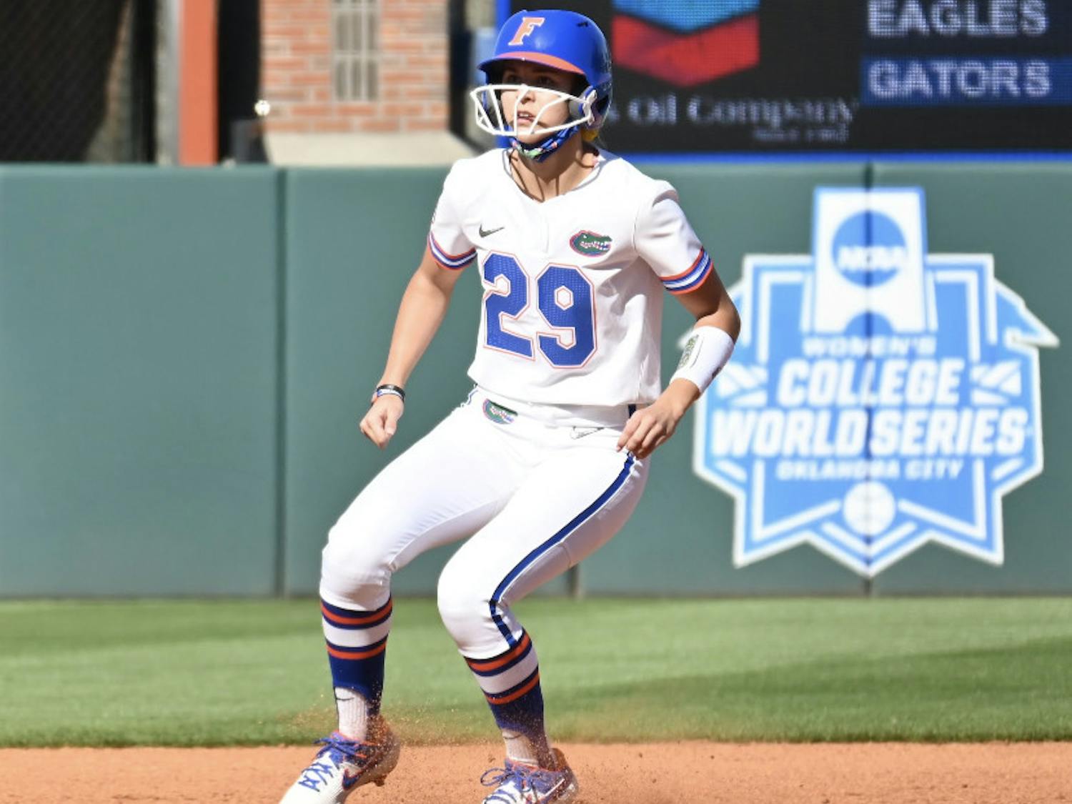 Outfielder Katie Kissler rounds second base Feb. 20 against Charlotte. 