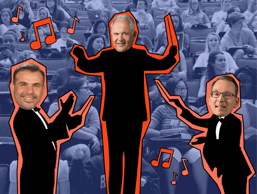 Board of Trustees chair Mori Hosseini, Vice President and CIO Elias Elyadrie and Provost Joe Glover continue their search for a university president. These figures hold most of the decision-making power over UF and its student body as they continue their search.