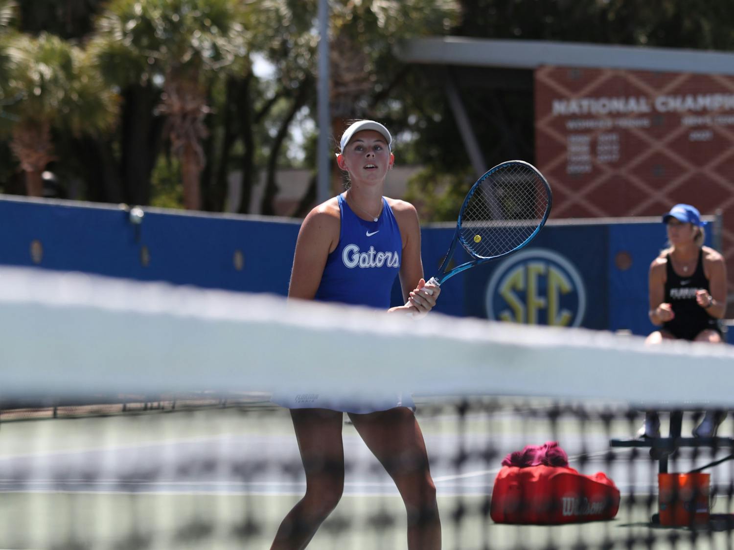 Alicia Dudeney during the Gators' match against the South Alabama Jaguars on Saturday, May 7, 2022 at Linder Stadium at Ring Tennis Complex. UAA Communications photo by Jashari Blige
