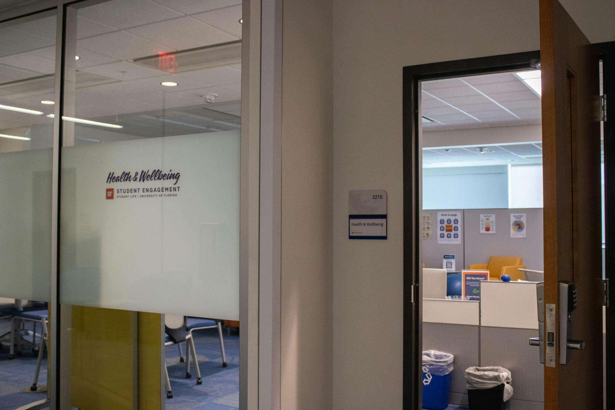 The entrance of the Health & Wellbeing Suite in the Reitz Union, Monday, Oct. 5, 2026, in Gainesville, Fla.