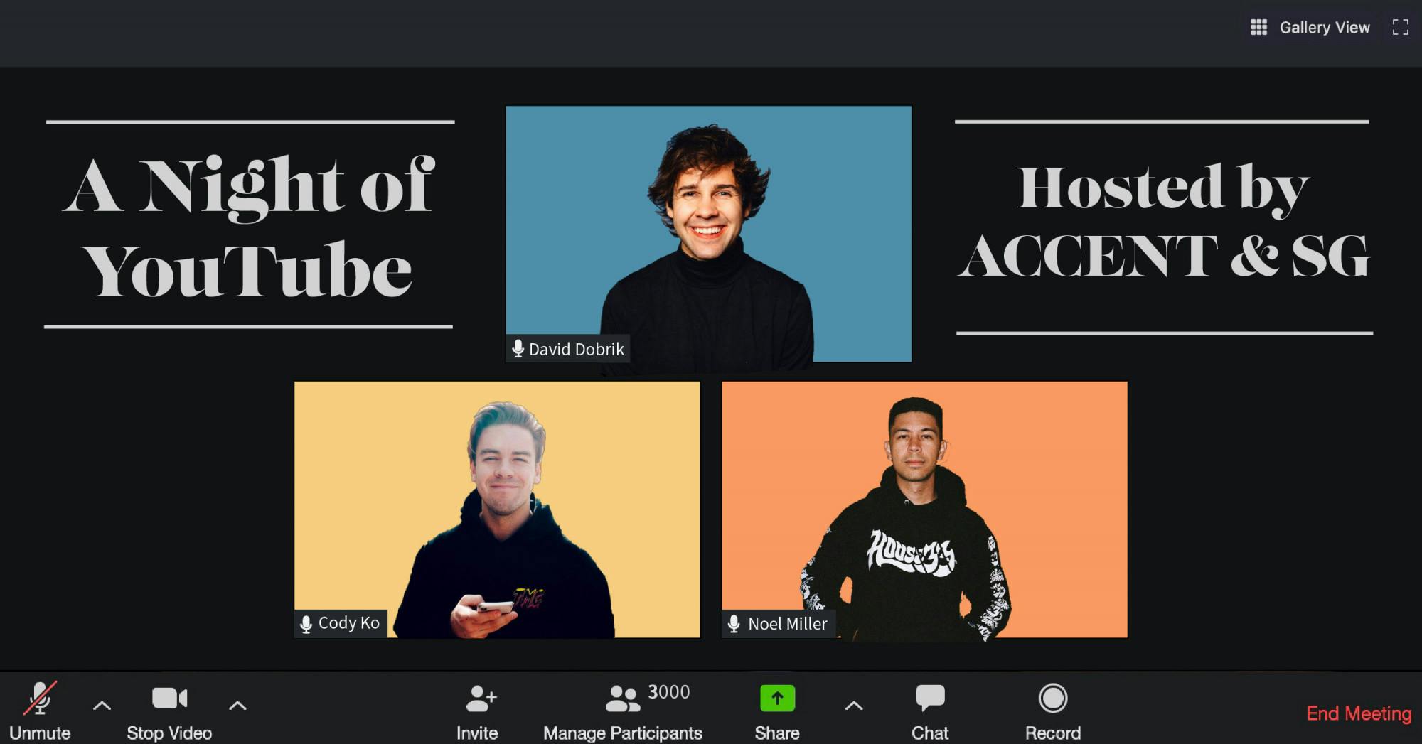Graphic of David Dobrik, Cody Ko and Noel Miller