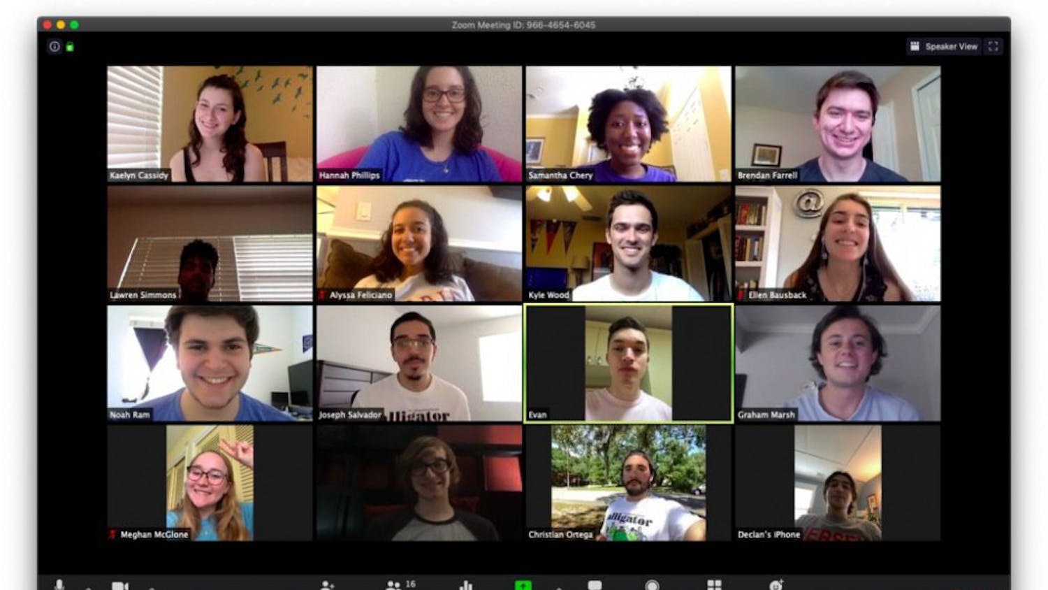 Alligator staff from the Spring 2020 semester pose for a photo during a Zoom meeting. The incoming Summer 2020 staff reports remotely and communicates using the video conferencing service.&nbsp;