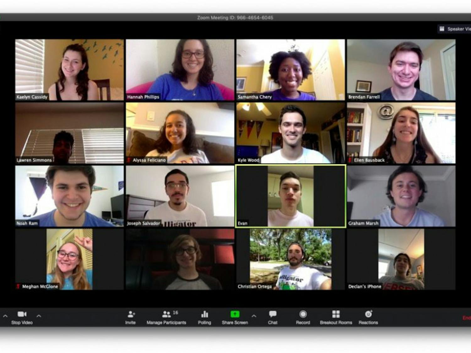 Alligator staff from the Spring 2020 semester pose for a photo during a Zoom meeting. The incoming Summer 2020 staff reports remotely and communicates using the video conferencing service. 