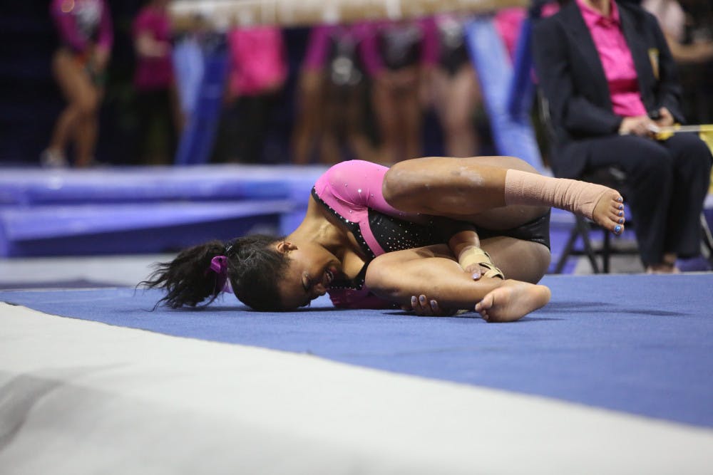 Senior Kennedy Baker tore her Achilles tendon last week in a meet against Arkansas. 