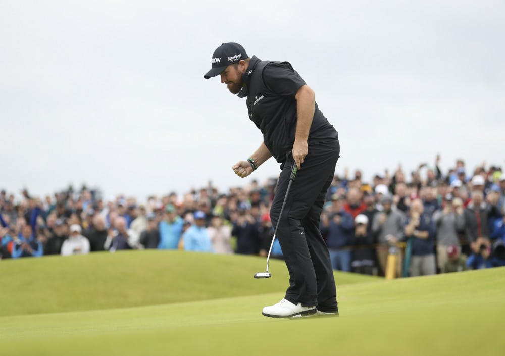 <p><span>Ireland's Shane Lowry reacts after making a birdie on the 15th green during the final round of the British Open Golf Championships at Royal Portrush in Northern Ireland, Sunday, July 21, 2019.</span></p>