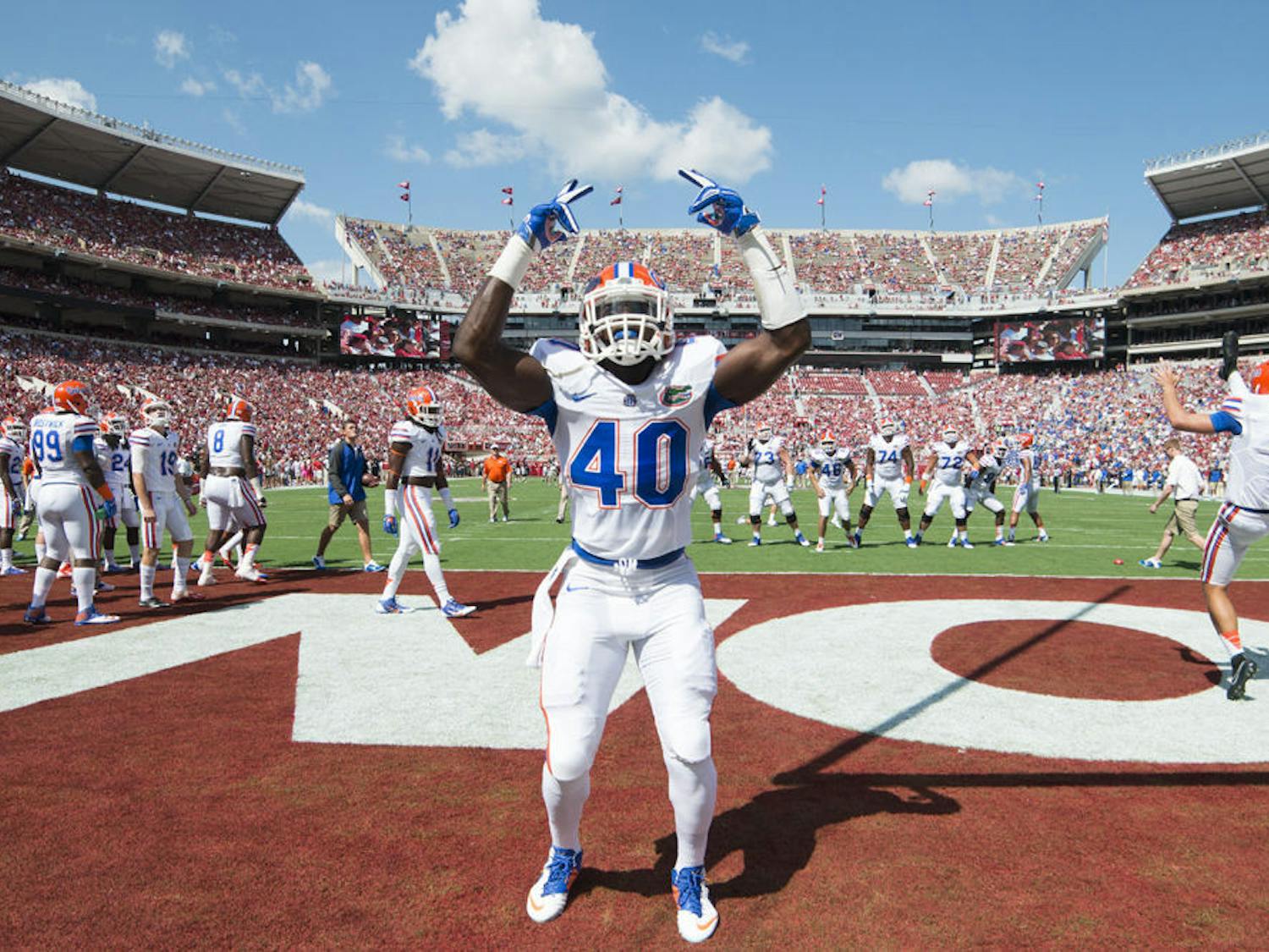 Jarrad Davis before the game on Saturday at Bryant-Denny Stadium.
