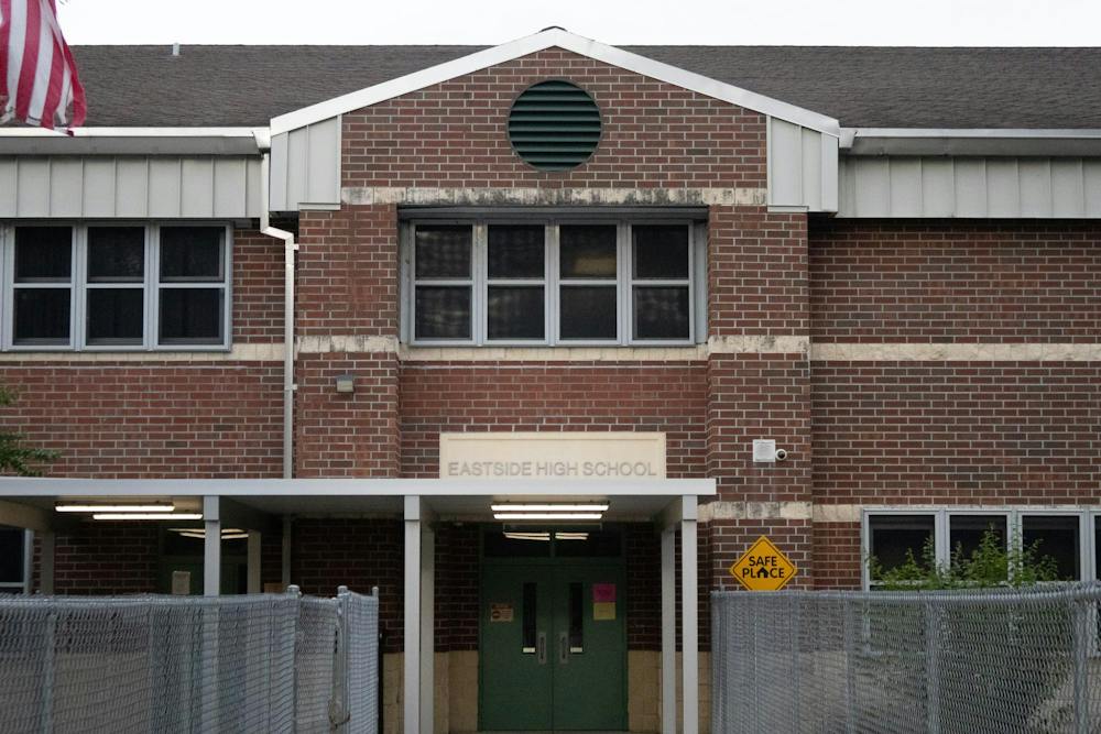 The path leading to the entrance of Eastside High School in Gainesville, Fla., Wednesday, Sept. 2, 2026.