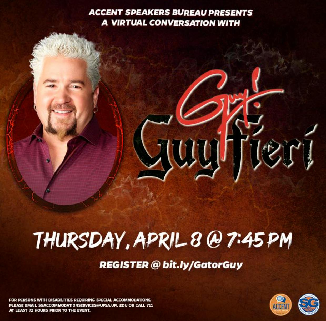 Screenshot of the event poster on UF Accent Speakers Bureau Facebook page.