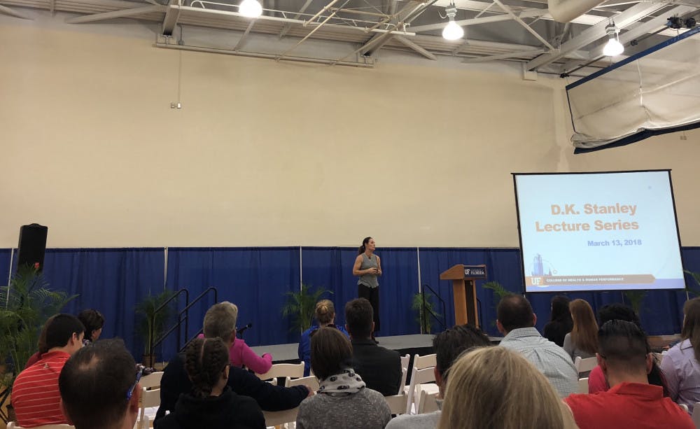 Jen Welter was the first NFL woman coach with the Arizona Cardinals in 2015. She shared her story to about 50 people Tuesday morning. 