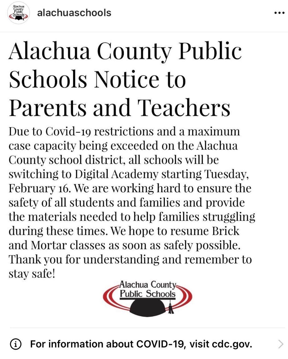 Screenshot of the false message on Instagram [Courtesy of Jackie Johnson]