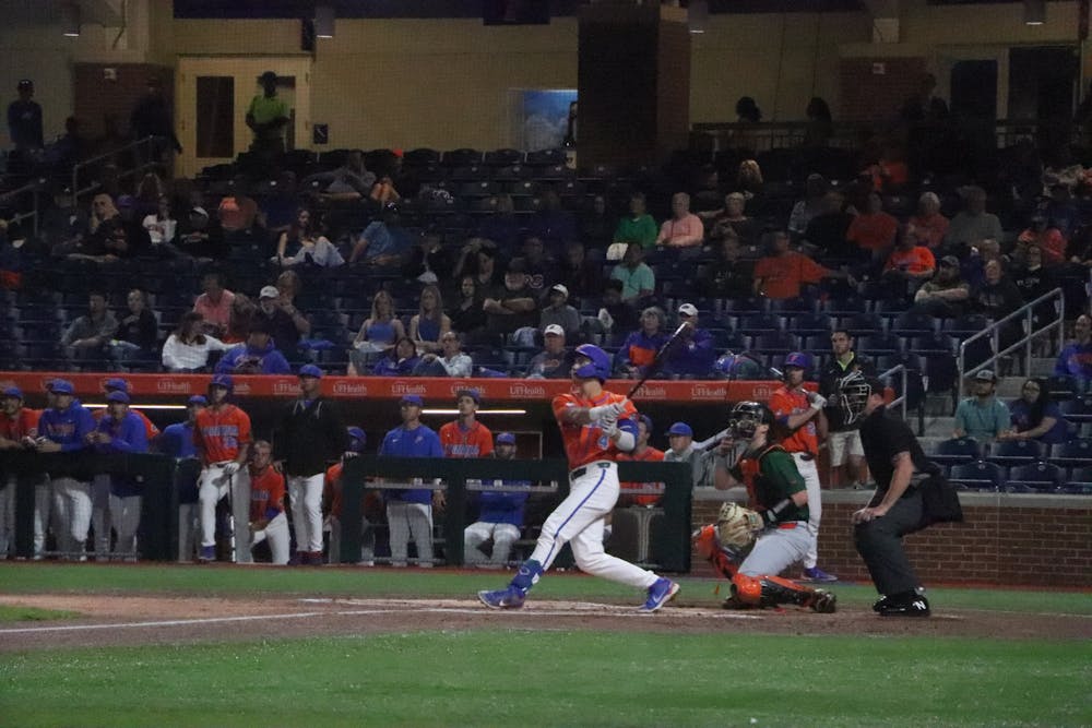 <p>Jud Fabian nails a home run shot to center field. Florida edged Bethune-Cookman Tuesday night, 3-2.</p>