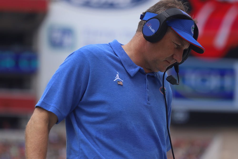 Florida head coach Dan Mullen during the Gators' game against South Florida on Sept. 11, 2021.