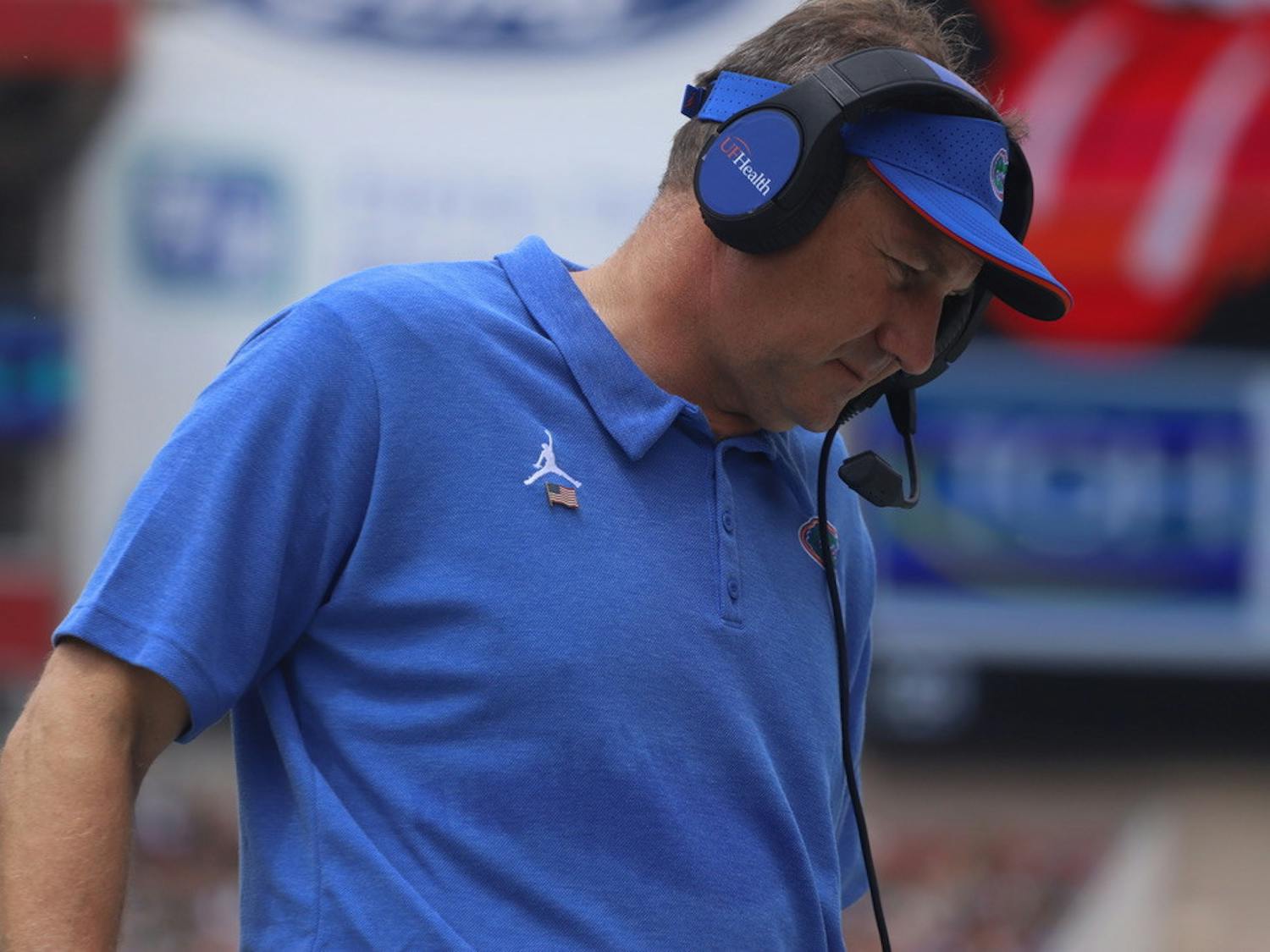Florida head coach Dan Mullen during the Gators' game against South Florida on Sept. 11, 2021.