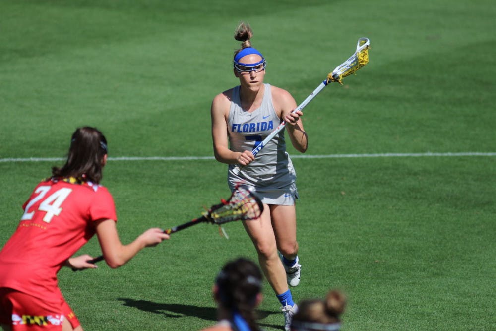 <p>Senior Shayna Pirreca and her sister, Sydney, led UF to victory over Colorado in the second round of the NCAA Tournament on Sunday with a combined seven goals.</p>