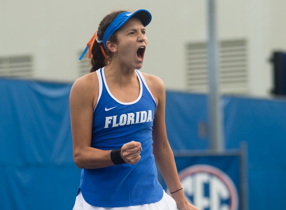 Senior Anna Danilina eked a first set victory, 7-5, but buried her opponent in the second set 6-0 take a first-round singles victory at the NCAA Individual Championships Wednesday. 
