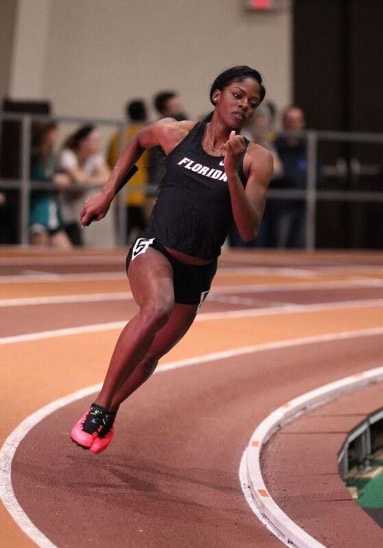 UF sprinter Sharrika Barnett sprints at the Hokie Invitational on Jan. 21, 2017, in Blacksburg, Virgina.&nbsp;