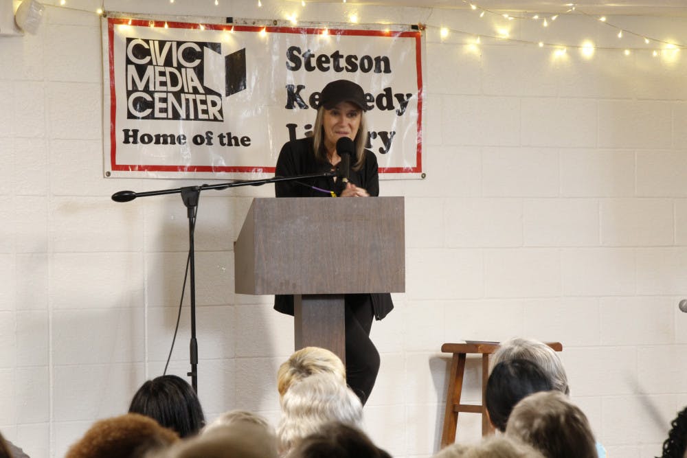 <p><span>Amy Goodman spoke before an estimated audience of 250 people at Working Food Community Center Friday, Oct. 19, 2018. The event was held to celebrate the Civic Media Center’s 25th Anniversary.</span></p>