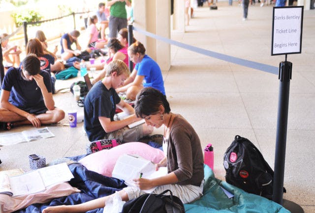 Health science occupational therapy senior Lauren McKenna arrived at the Reitz Union with a sleeping bag at 4 a.m. to wait in line for Dierks Bentley tickets.