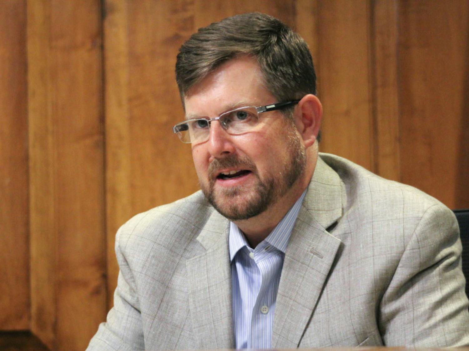 Gainesville Mayor Lauren Poe responds to questions at an intervention town hall at Gainesville City Hall. The event covered concerns about the renovations of the Institute of Black Culture and the Institute of Hispanic-Latino Cultures.