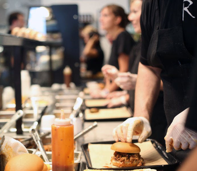 The assembly line at 4 Rivers Steakhouse in Butler Plaza was busy with orders from customers Thursday afternoon. The new location is the first to open in Gainesville.