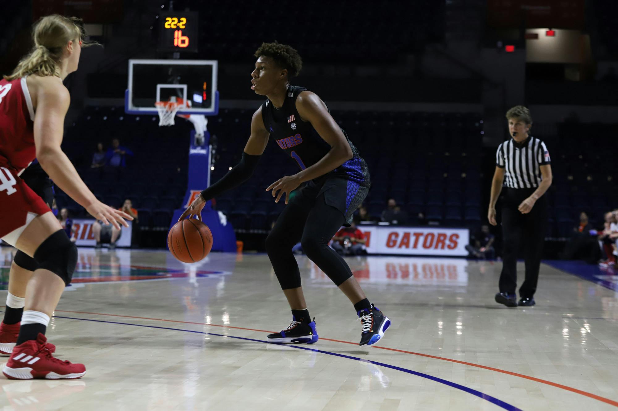 Florida guard Kiara Smith entered the game against UNF as UF’s leading scorer, but only managed 11 points. Photo from UF-Indiana game in November 2019.