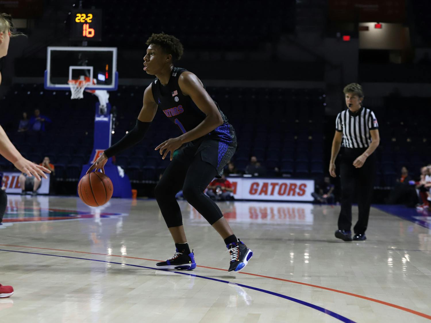Florida guard Kiara Smith entered the game against UNF as UF’s leading scorer, but only managed 11 points. Photo from UF-Indiana game in November 2019.