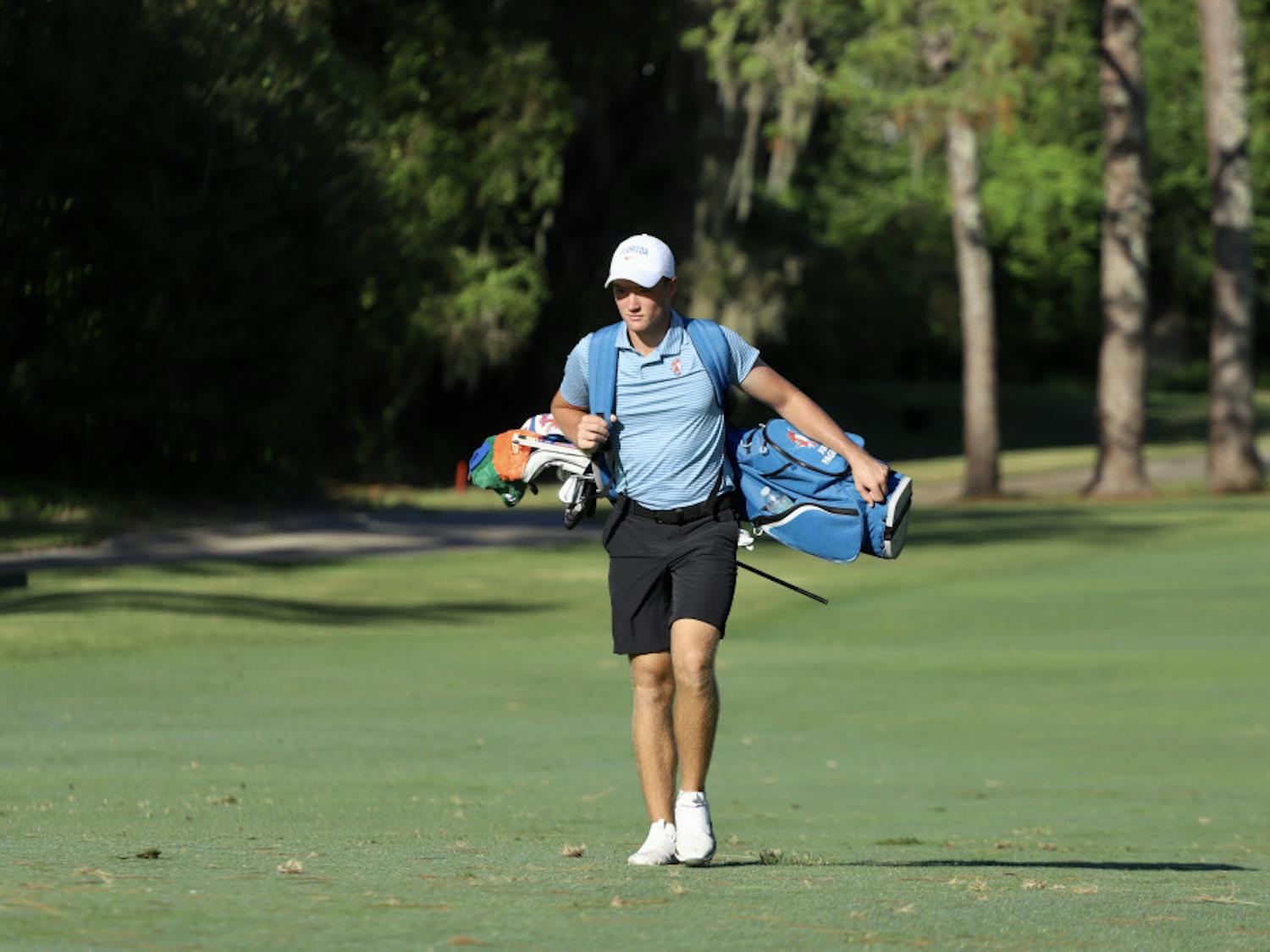 Freshman Joe Pagdin walks through practice at Mark Bostick Golf Course. Pagdin is currently tied for 13th entering the final round of competition at the Vanderbilt Legends Collegiate.