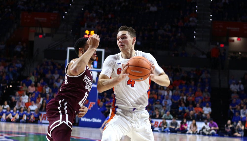 Florida guard Egor Koulechov looks forward to matching up against South Carolina forward Chris Silva, who recorded a double-double against UF on Jan. 24. "We'll have a good game plan," Koulechov said. "I'll do whatever I gotta do."