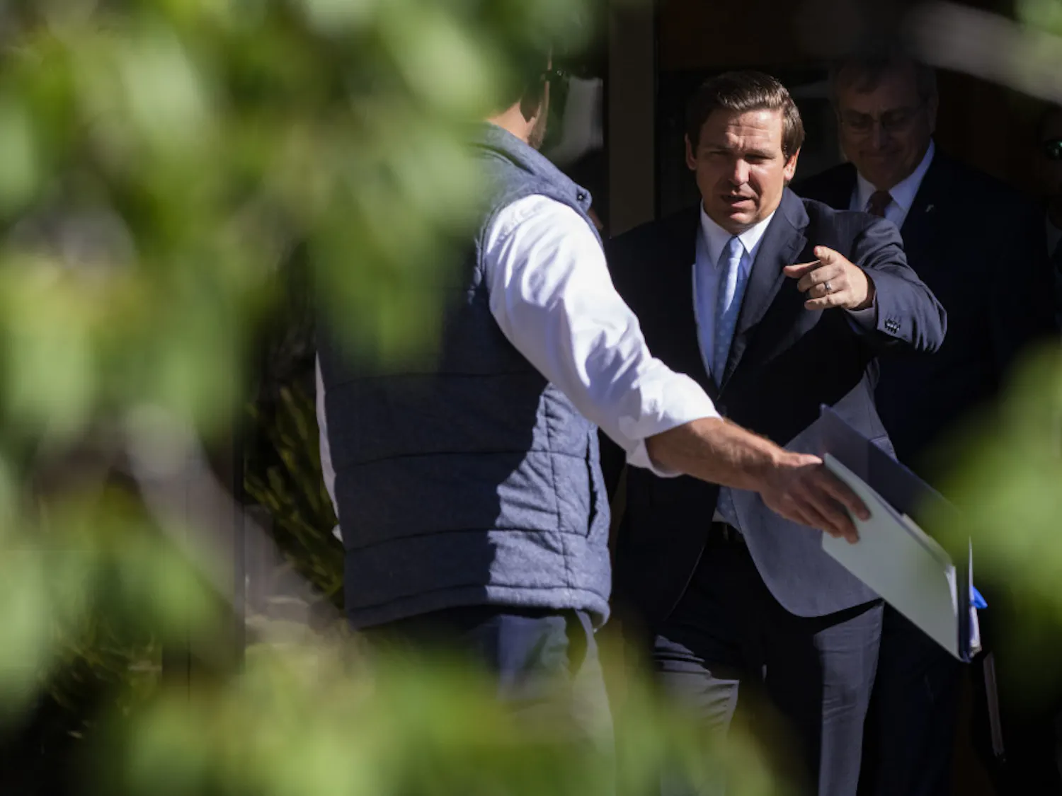Florida Gov. Ron Desantis speaks about the environment to a crowd of about 50 people April 16 at the Steinmetz Hall courtyard.