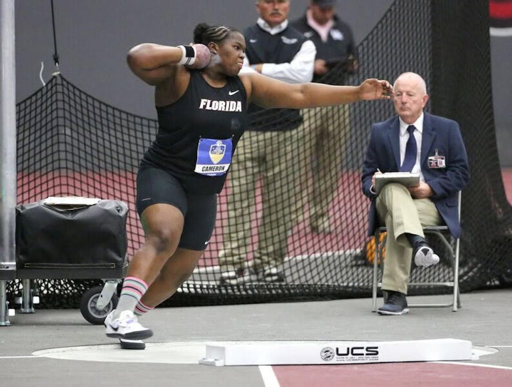 <p dir="ltr"><span><span><span>UF thrower Lloydricia Cameron throws the shot put during the&nbsp;</span></span>2016 SEC Indoor Track and Field Championships.&nbsp;</span></p>
<p><span>&nbsp;</span></p>