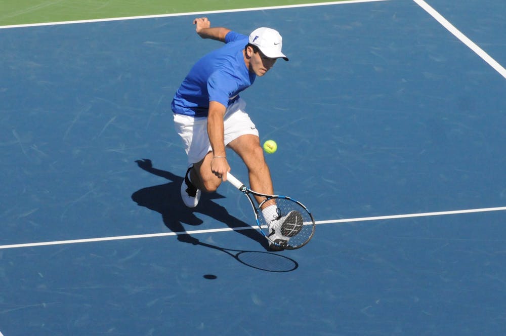 <p>Chase Perez-Blanco had an emotion-filled evening as he was one of three seniors honored at Florida's Senior Day match against Alabama. He won his singles set and helped set the tone for a sweep of the Crimson Tide on Friday. </p>