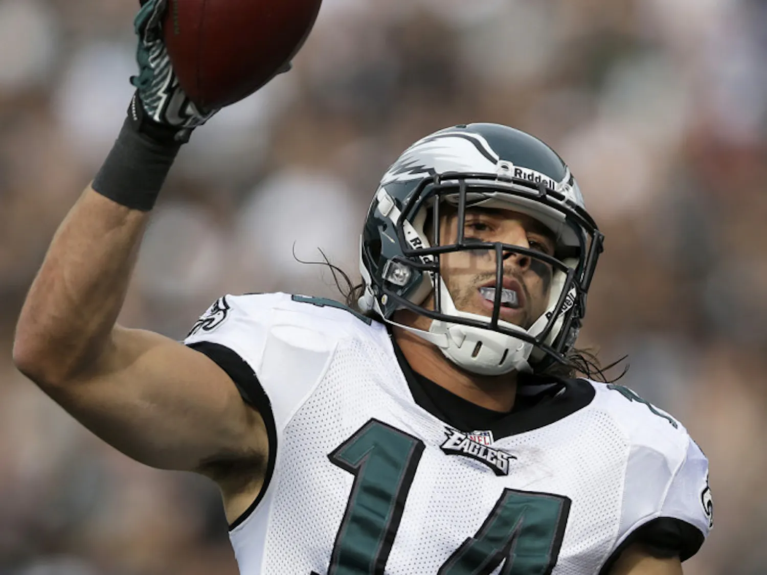 Riley Cooper celebrates after catching a 63-yard touchdown pass during the Philadelphia Eagles’ 49-20 victory against the Oakland Raiders on Nov. 3.