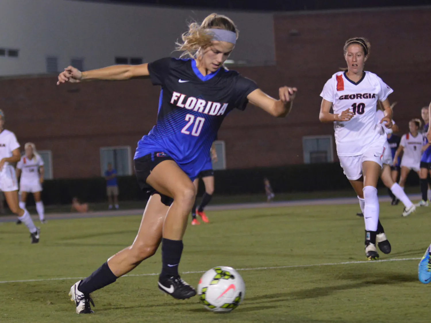 Christen Westphal dribbles the ball during Florida's 2-1 win against Georgia on Sept. 26 at James G. Pressly Stadium.