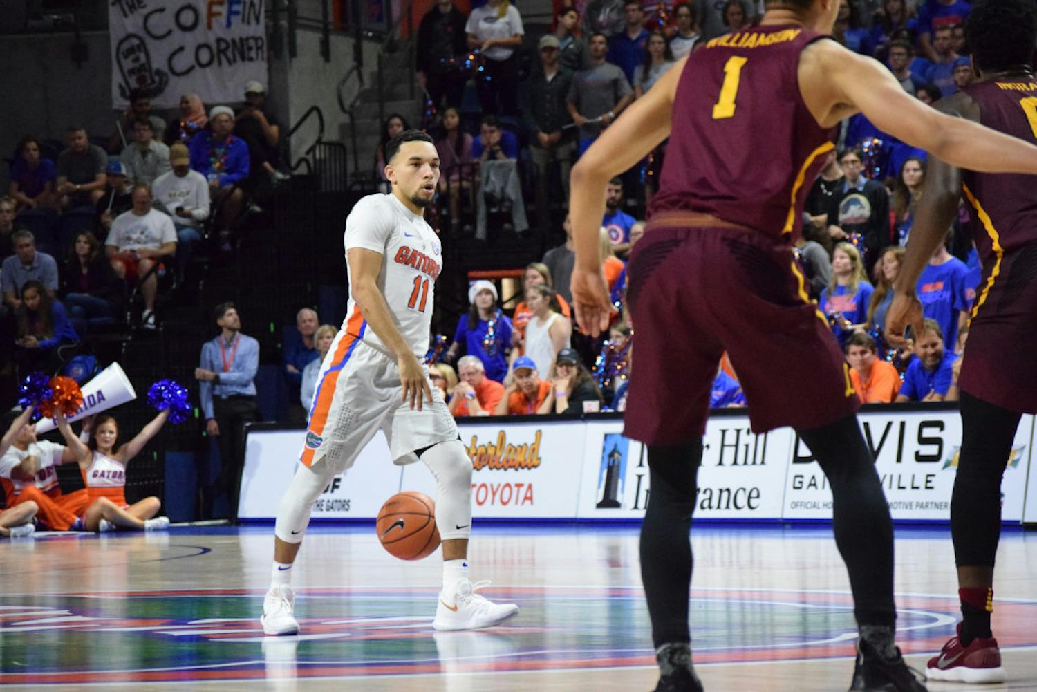 Florida guard Chris Chiozza scored 15 points on Saturday in Florida's 66-60 win over Cincinnati at the Prudential Center in Newark, New Jersey.