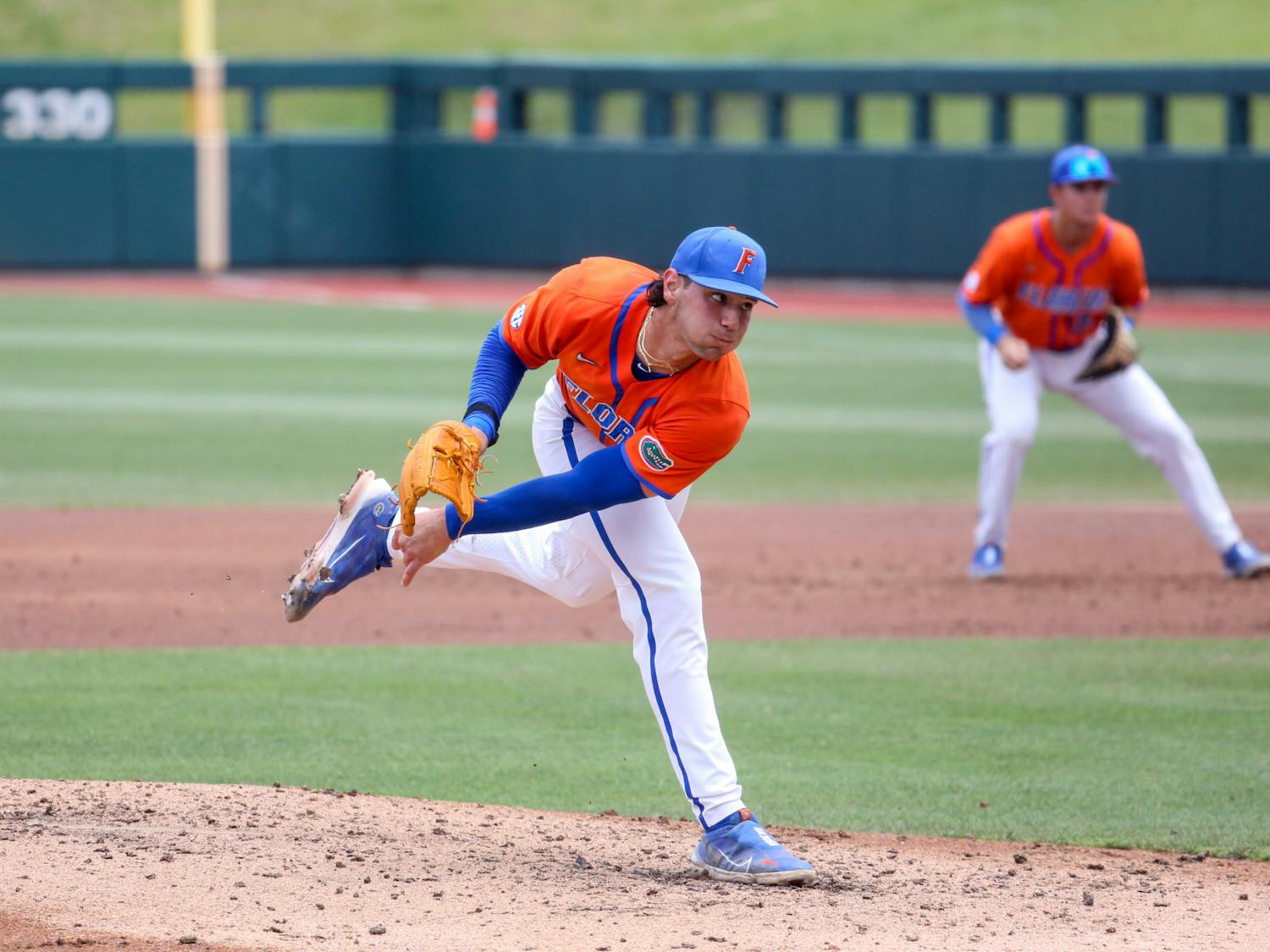 Jac Caglianone pitches during Florida’s 6-2 win against Vanderbilt Sunday, May 14, 2023.