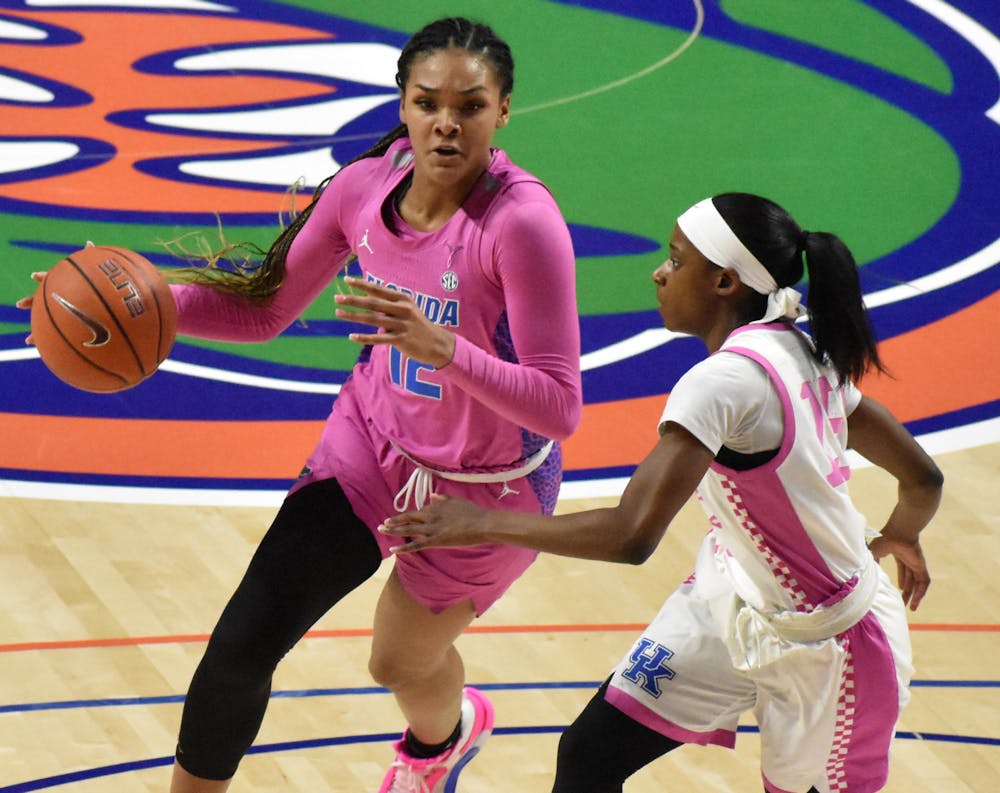 <p>Florida&#x27;s Jordyn Merritt pictured driving with the ball during a Feb. 15, 2021 game against Kentucky.</p>
