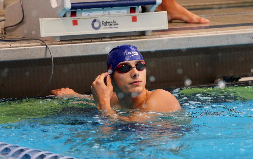 Sophomore Khader Baqlah had already qualified for nationals, but swam anyway, hoping to earn qualifying times in different events. 