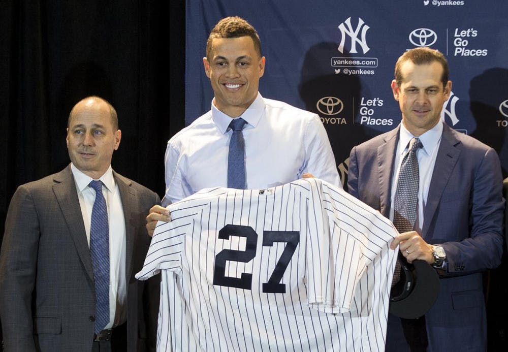 <p>Giancarlo Stanton signed with the Yankees late last year to a $325-million contract. </p>