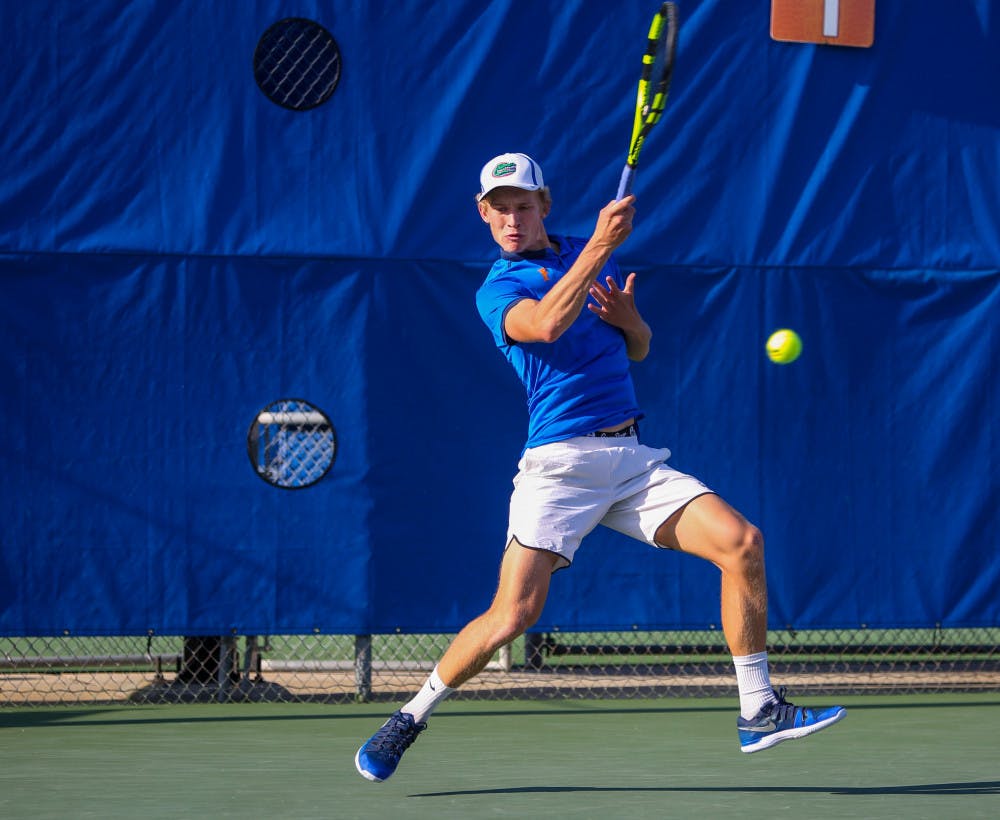UF men’s tennis player Johannes Ingildsen won his match against UCF’s Trey Hilderbrand 6-4, 7-5 on Friday night. 
