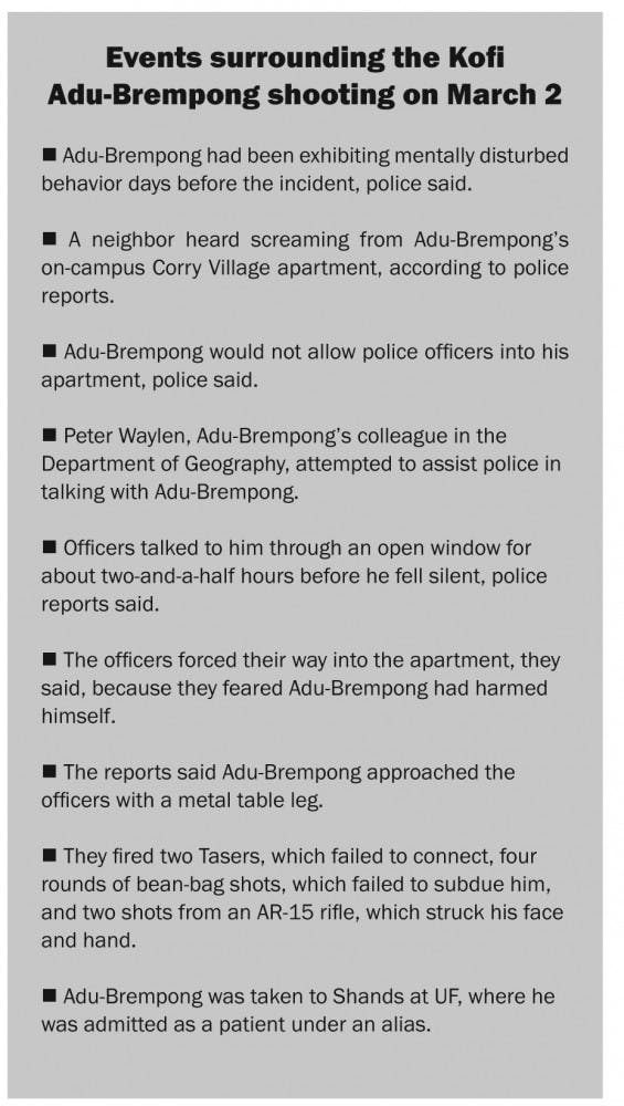 Events surronding the Kofi Adu-Brempong shooting on March 2