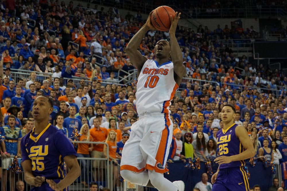 <p>UF forward Dorian Finney-Smith goes for a layup during Florida’s 68-62 win over LSU on Jan. 9, 2016, in the O’Connell Center.</p>