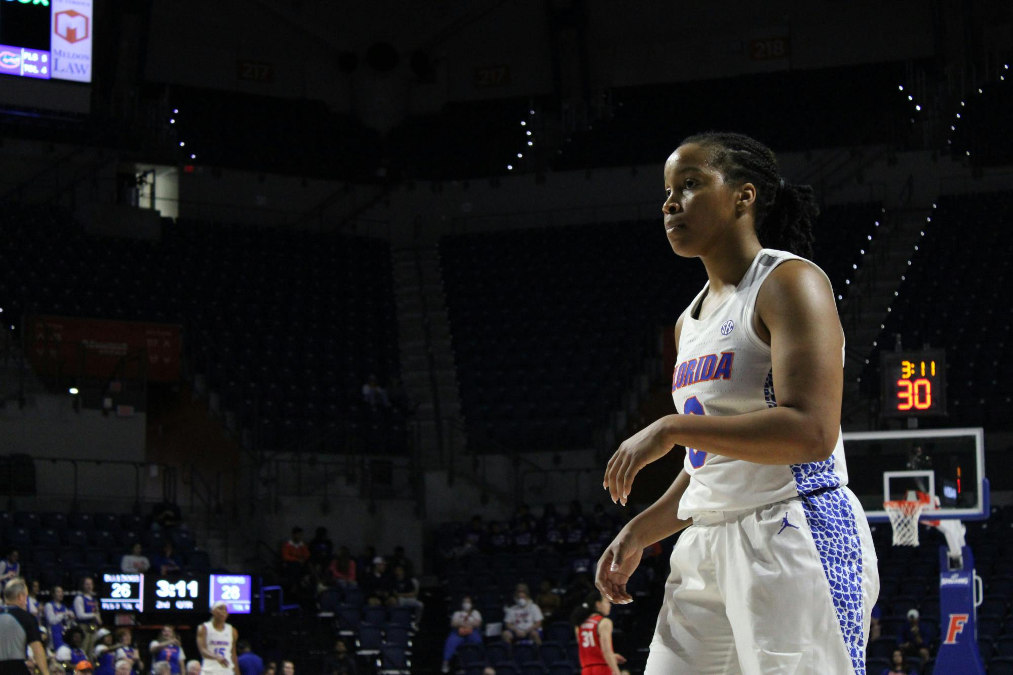 Florida senior guard KK Deans scored 21 points in a loss against the Georgia Bulldogs Sunday, Jan. 8, 2023. 
