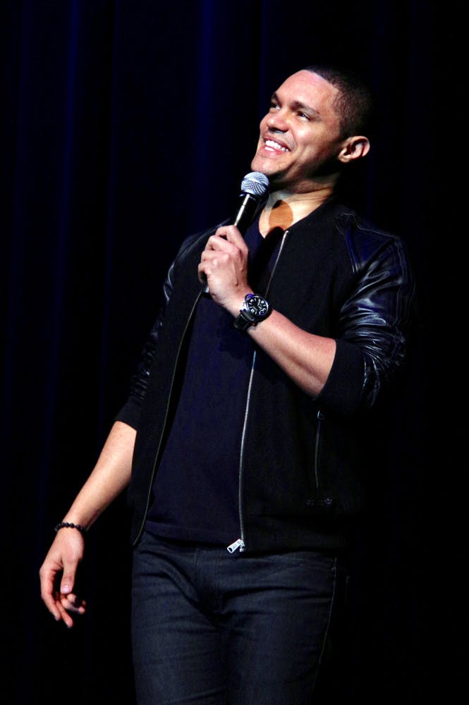 Trevor Noah, the host of Comedy Central’s “The Daily Show,” performs at the Phillips Center for the Performing Arts on Wednesday night.